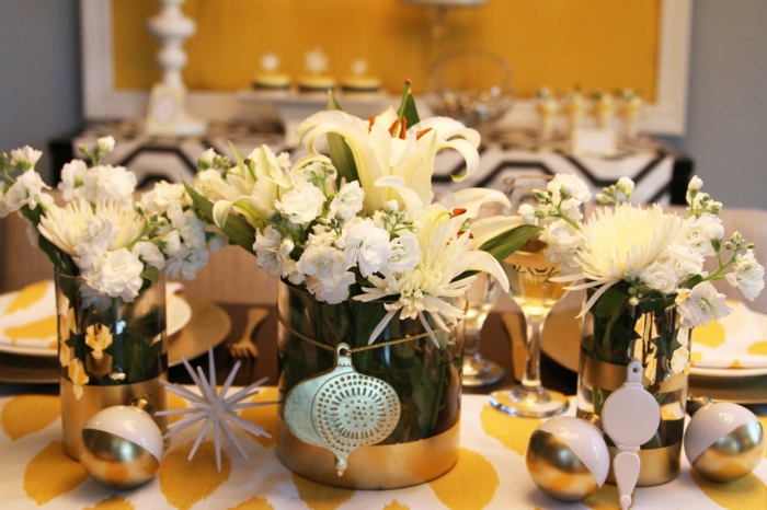 floral table decoration wedding wintry design