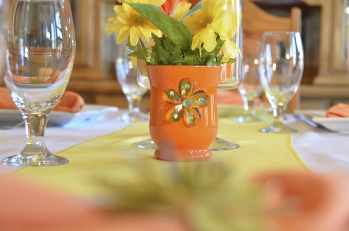 fleurs décoration de table nuances chaudes idées déco