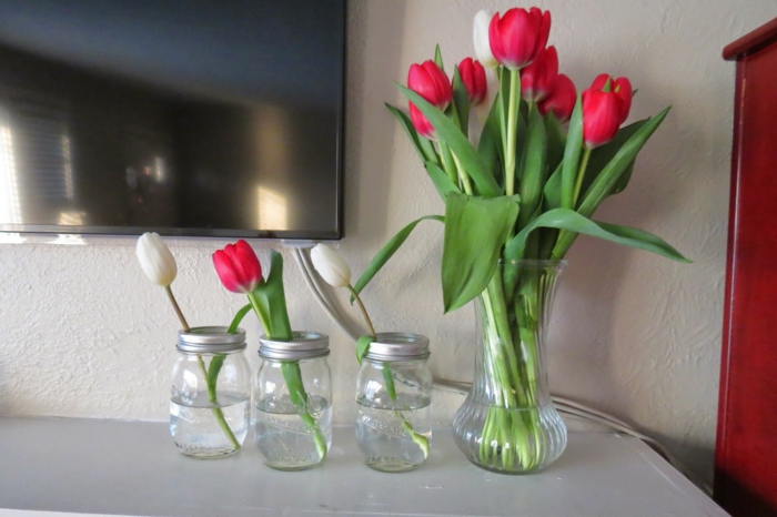 décoration florale mason pots vases tulipes