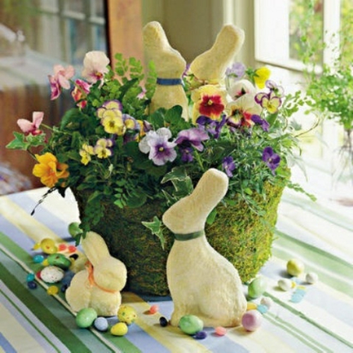 floral διακόσμηση για το Πάσχα του Πάσχα λαγουδάκι ριγέ κουβέρτα άνοιξη χρώματα