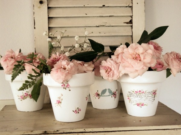 décorer les pots de fleurs découpage shabby chic décorer vous-même