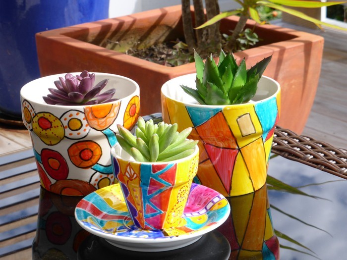 花盆绘画制作与儿童diy想法园艺阳台设计着色表装饰