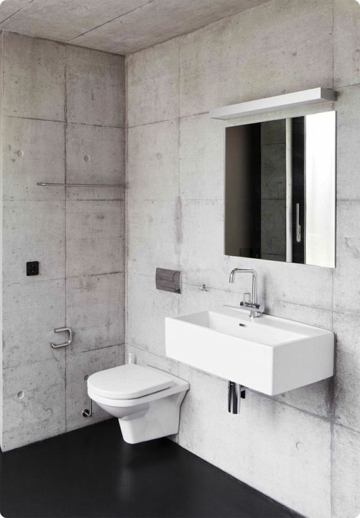 proiectare pardoseală baie albă pardoseală design perete aspect beton