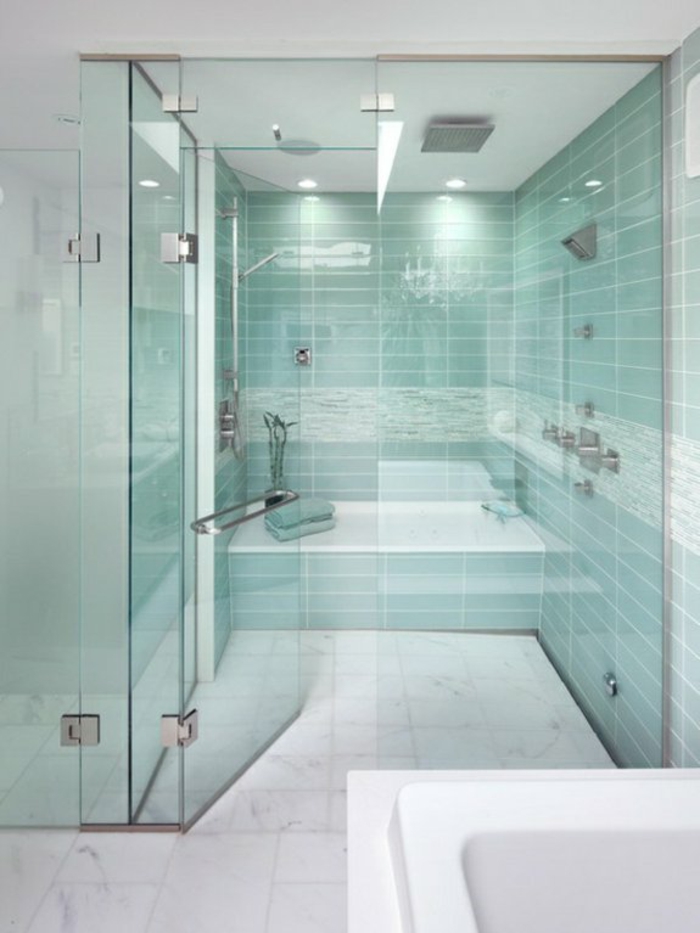地面层步入式淋浴间现代淋浴房玻璃门