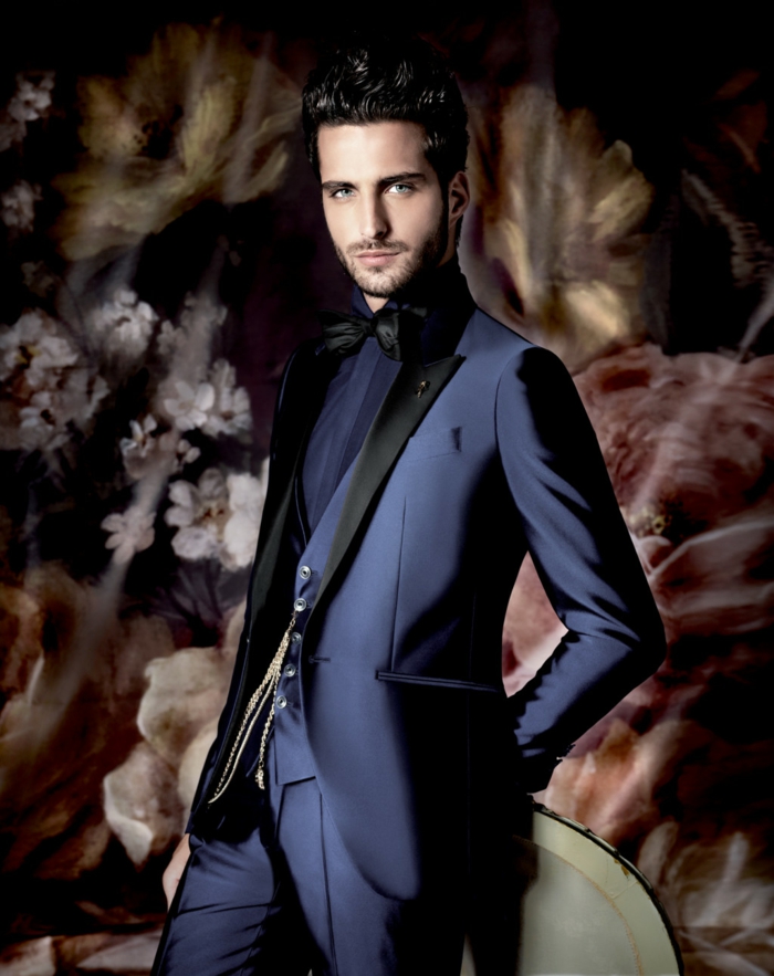traje de novio traje azul oscuro sakko pantalones arco carlo pignatelli