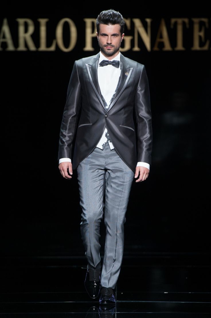 novio moda traje gris satinado de alta costura 2016 carlo pignatelli