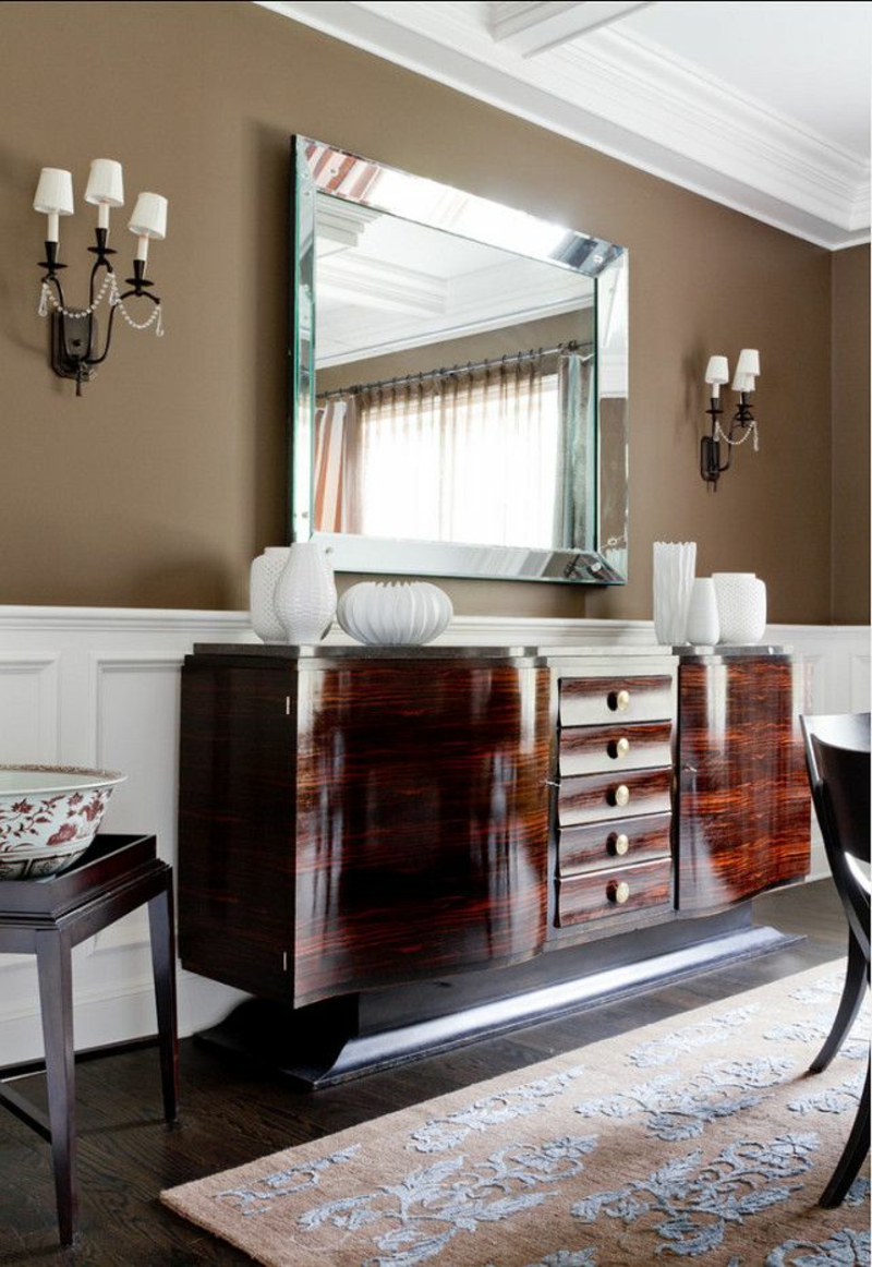 ruskea seinän väri seinän koristelu värillä olohuone sivupöydät