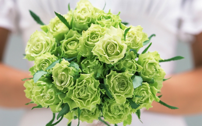 brude buket grønne roser bryllup