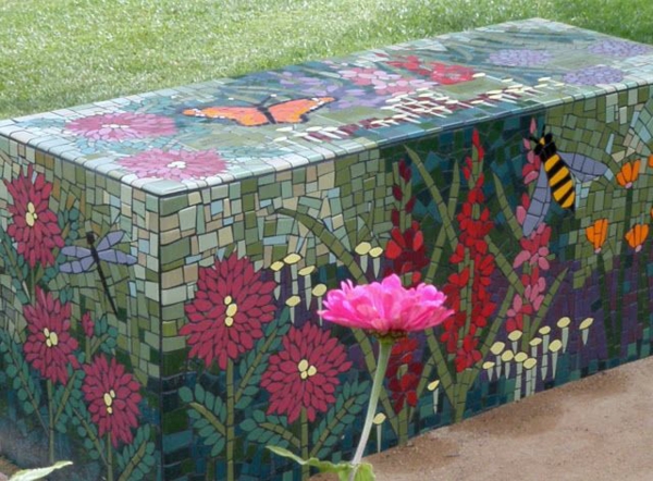 bsateln mosaic garden ideas deco garden bench