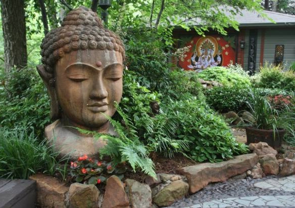 Buda cabeza estatuilla piedra estatuas jardín