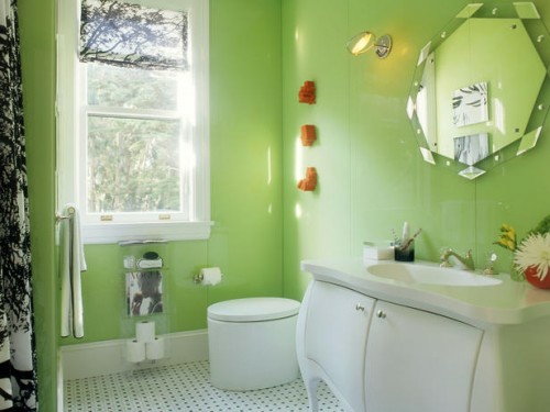 多彩的浴室设计浅绿色的墙壁
