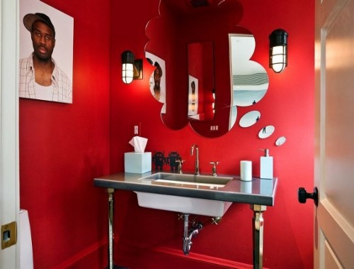 多彩的浴室设计红色的想法