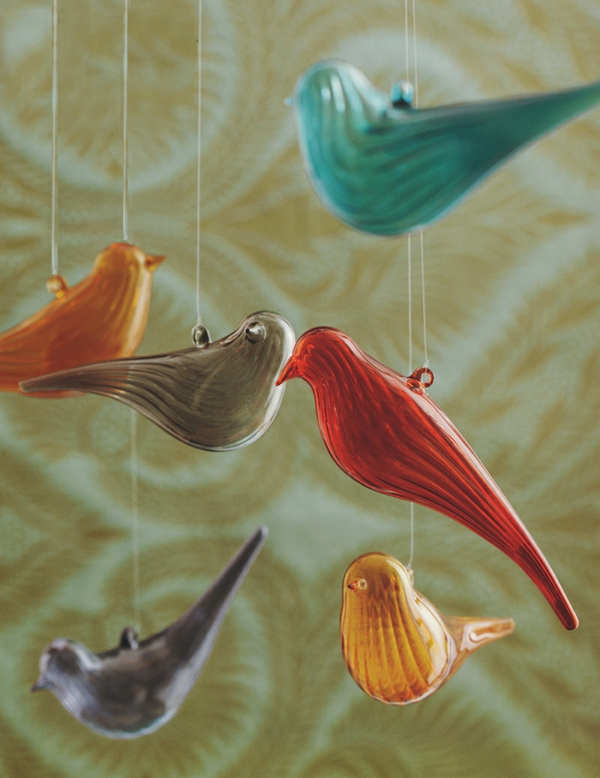 圣诞树装饰木材毡工艺鸟陶瓷
