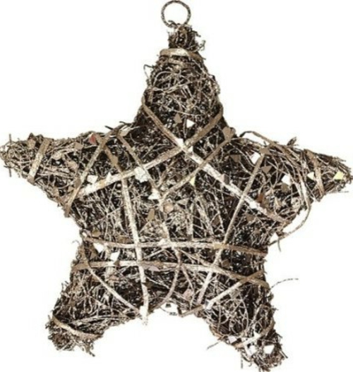 圣诞树蕾丝编织明星由藤制成