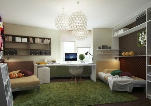 ideas frescas de diseño de interiores para la sala de juventud alfombra de piel oscura verde