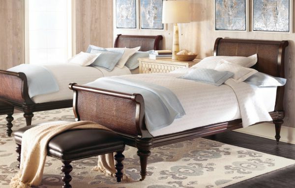 camas frescas en estilo colonial dormitorio de invitados de estilo británico