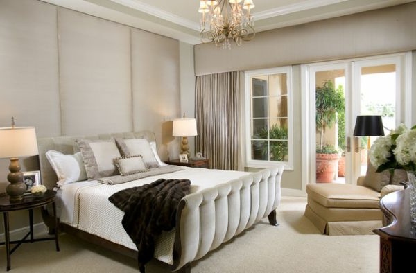 хладни легла, тапицирани в колониален стил стена луксозен вид спалня