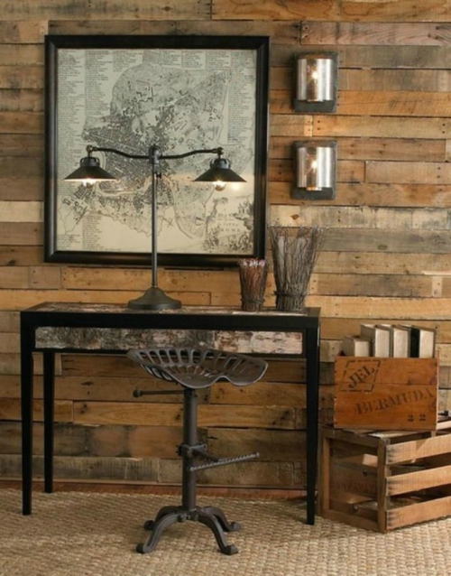kule grunge interiørdesign grov design skrivebord stol stol bordlampe