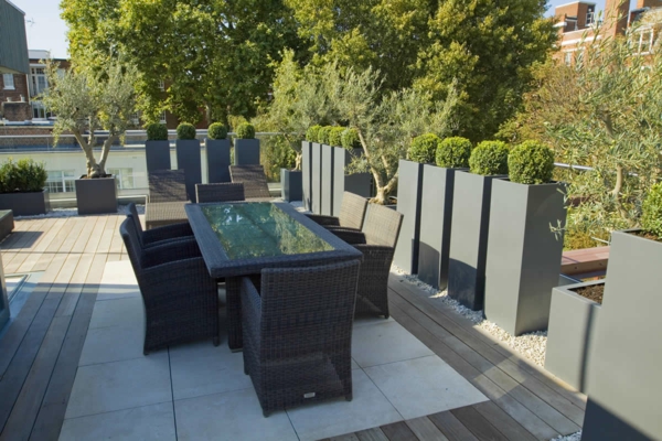 Cool roof terrace designs elegant rattan furniture