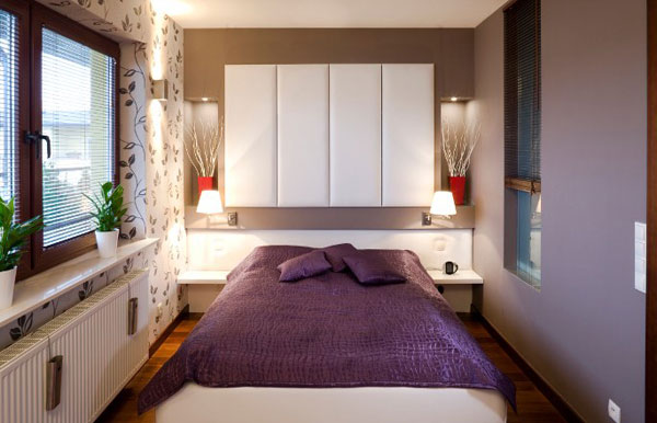 ideas de decoración fresca dormitorio pequeño espacio cama ahorro de espacio