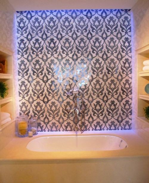 viileä laatta peili idea kylpyhuone koriste kylpyamme