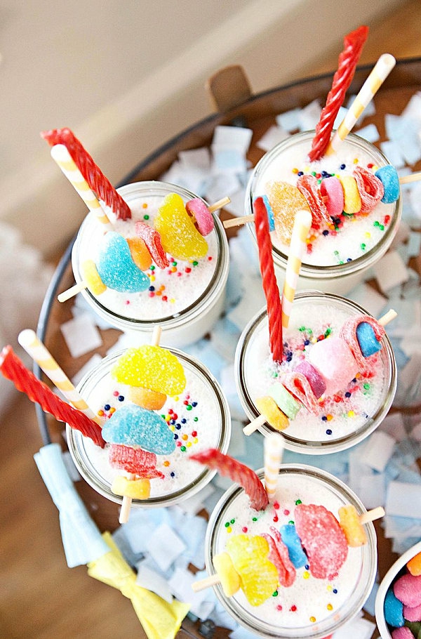 cool interior decoration in colorful colors candy sweets vanilla milkshake