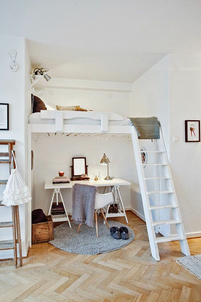 cool youth room ideas loft bed with desk