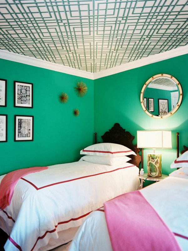 sala de juventud niña manta decorativa colores verdes