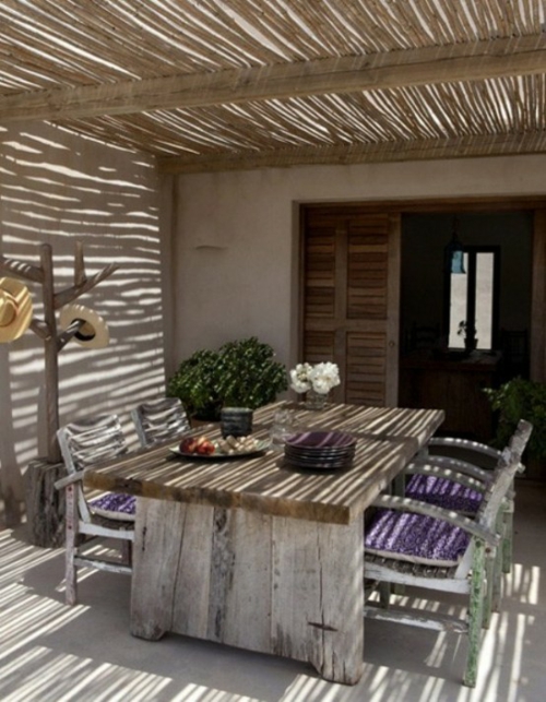 酷现代户外家具设计竹木桌
