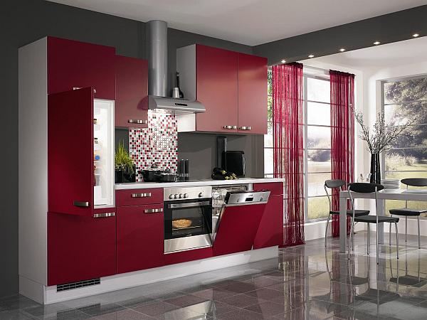 culoare roșie rece pentru bucătărie foarte elegant și modern
