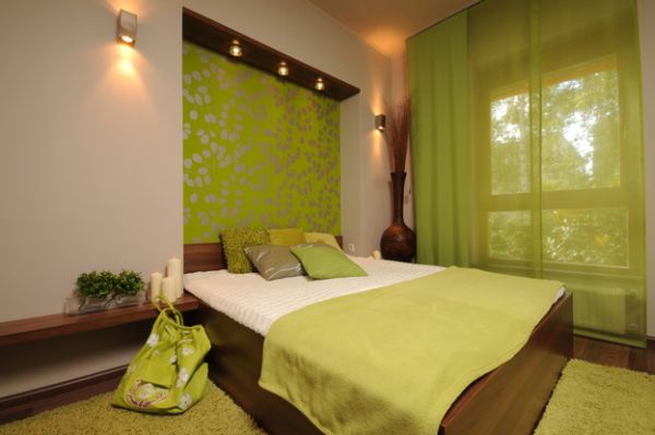 хладна спалня палитра акценти зелен дизайн