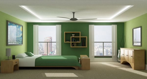 Kule soverom paletten aksenterer grønn skygge