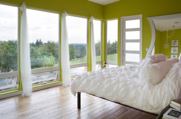 køligt soveværelse palette accenter grøn væg