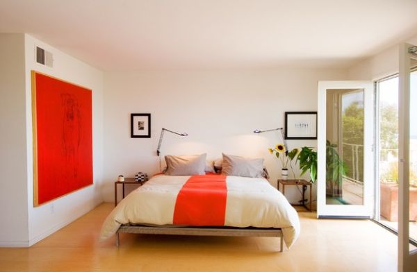 køligt soveværelse paletten accenter orange mættet