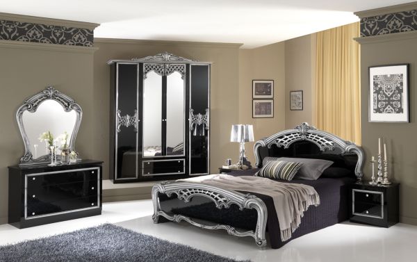 noir brillant meubles commode tête de lit cadre de lit
