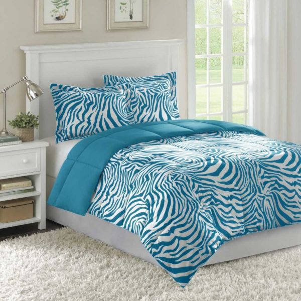 koele slaapkamer kleurenpalet zebra blauwe textuur