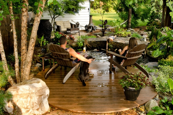 idées de jardin d'eau assiettes de meubles en bois cool