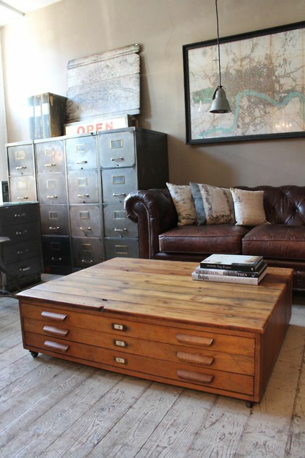 Coffee table drawers living room design