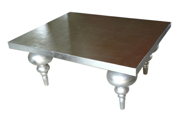 Kaffebord Klassisk mønster sidebord i sølv glatt tallerken