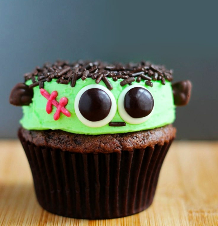 cupcake deco ιδέες πράσινο λούστρο σοκολάτα ψεκάζει frankenstein
