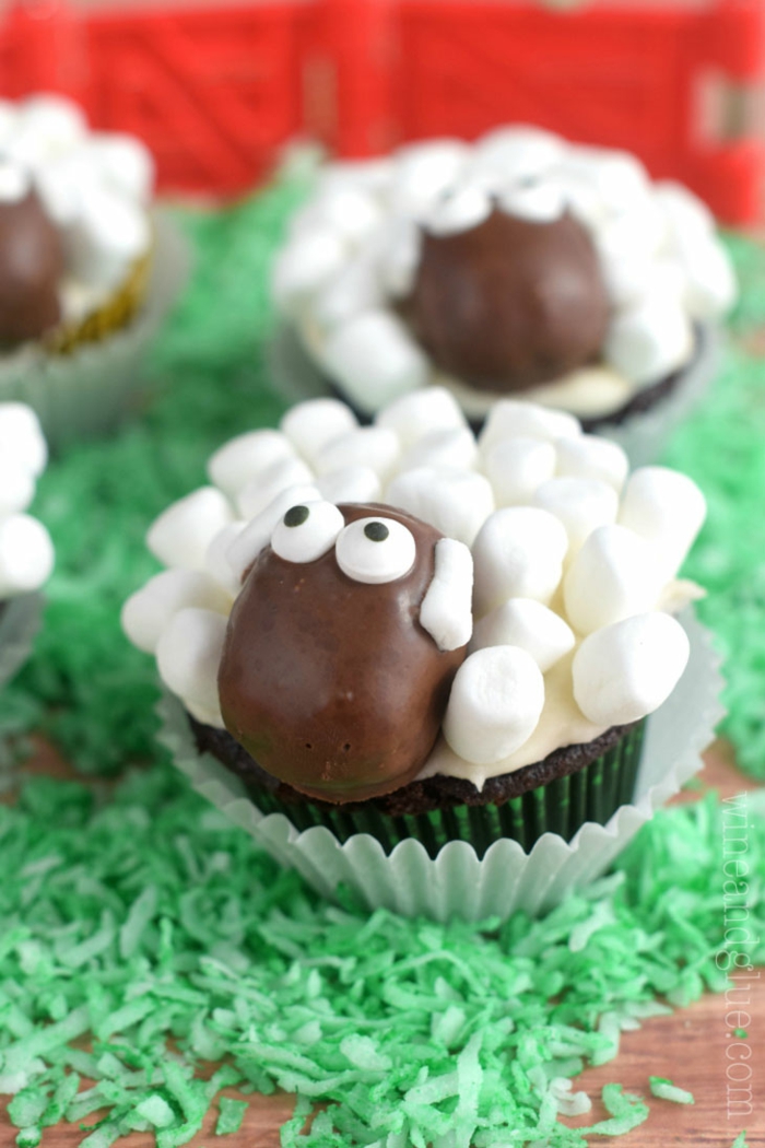 Cupcake διακόσμηση ιδέα καλοκαιρινή κόμμα σοκολάτα πρόβατα