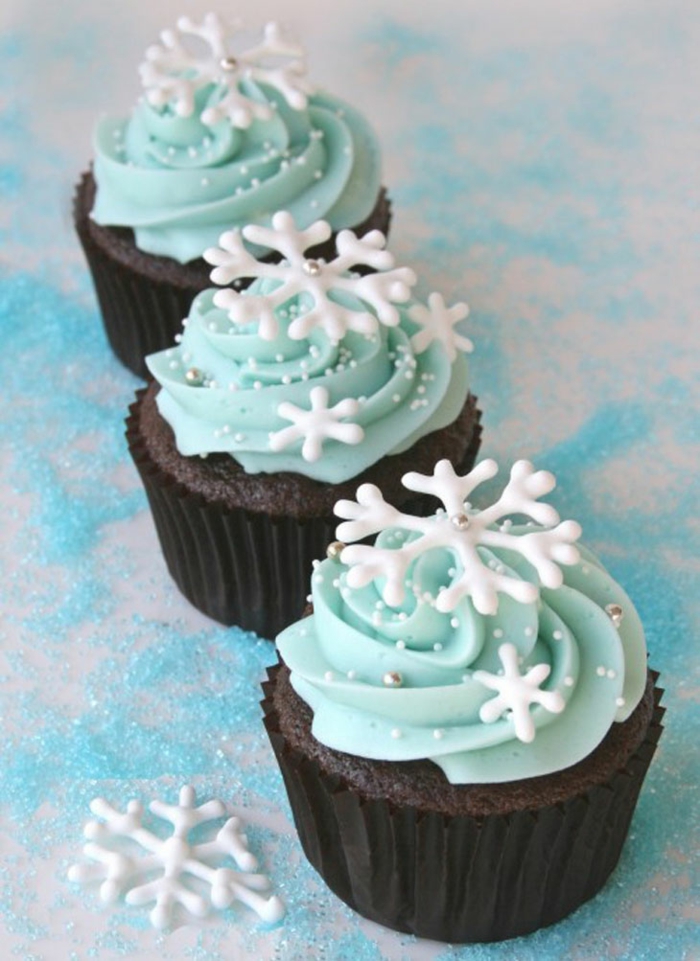 cupcake deco ιδέες χειμώνα νέα χρόνια παραμονή κρύσταλλο χιονιού διακόσμηση πίνακα