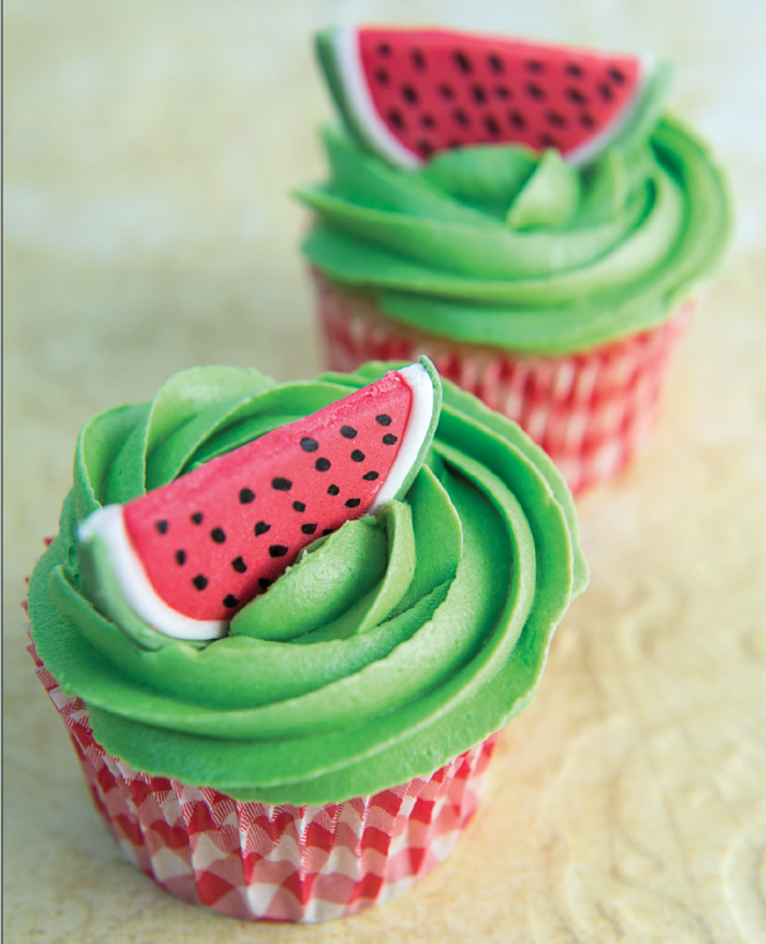 cupcake deco muffins καλοκαιρινές ιδέες πράσινο καρπούζι κρέμα γάλακτος