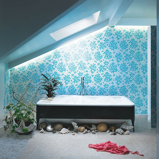 stogo langas vanduo sienų apdaila vonios kambarys mėlynas jūrinis šiuolaikinis vonios kambarys