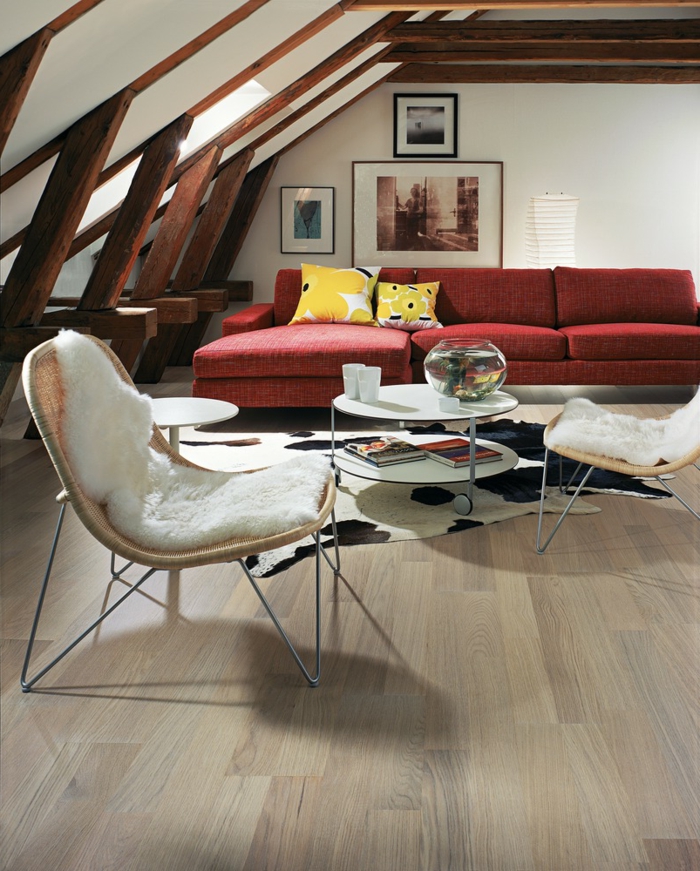 loftet møbler moderne stue fellton teppe