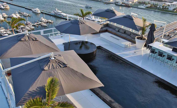 Σχεδιασμός ιδεών στέγης στέγης στέγη κορυφή πισίνα στο Μαϊάμι