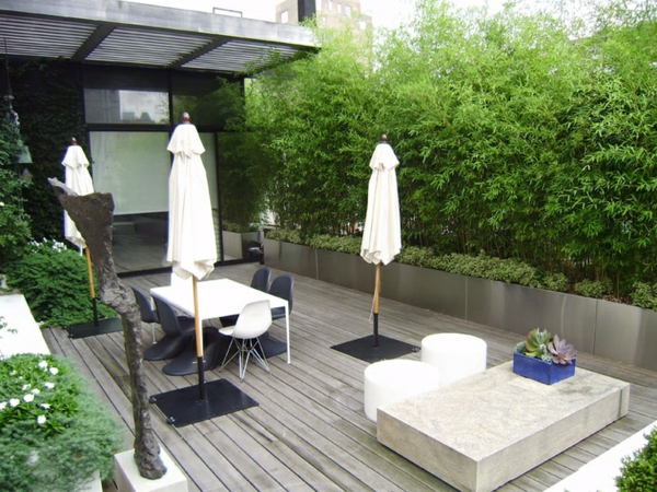 roof terrace design wood terraces floorboards living fence balcony plants