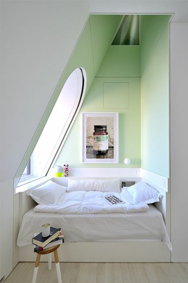 屋顶房间倾斜卧室家具的想法床