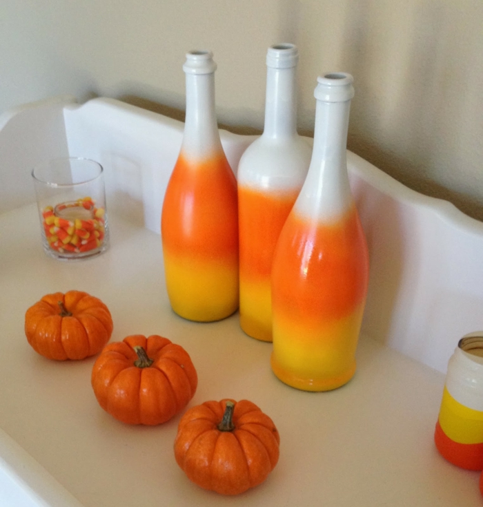 déco bouteilles décorer des couleurs chaudes halloween