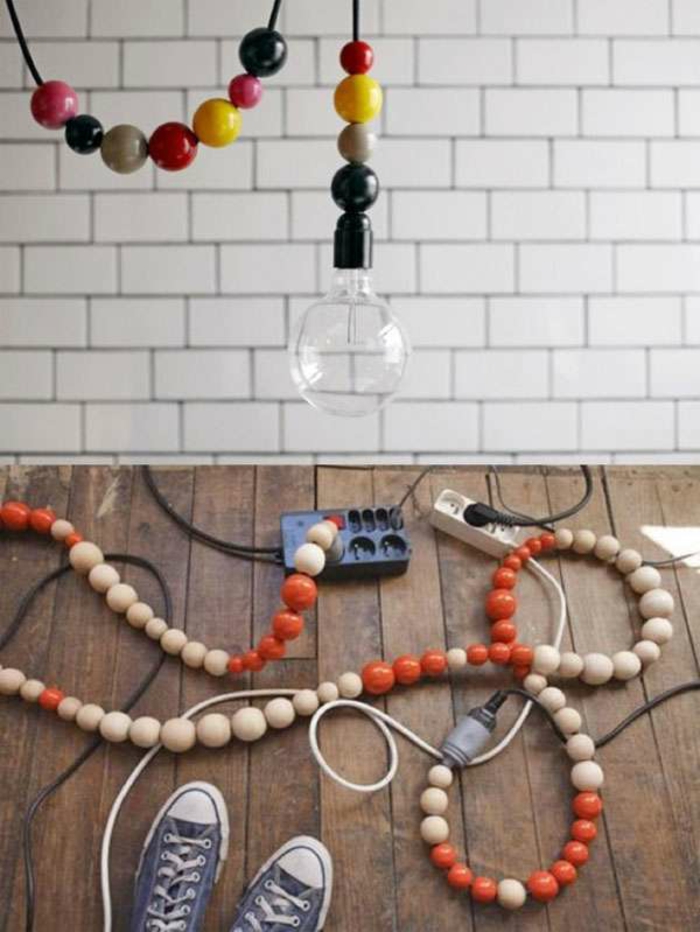 dekorace nápady tvůrčí kabely na zdi skrýt perly